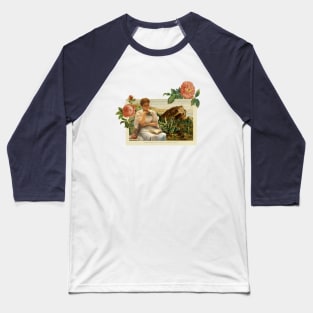 Woman reading with roses vintage collage Baseball T-Shirt